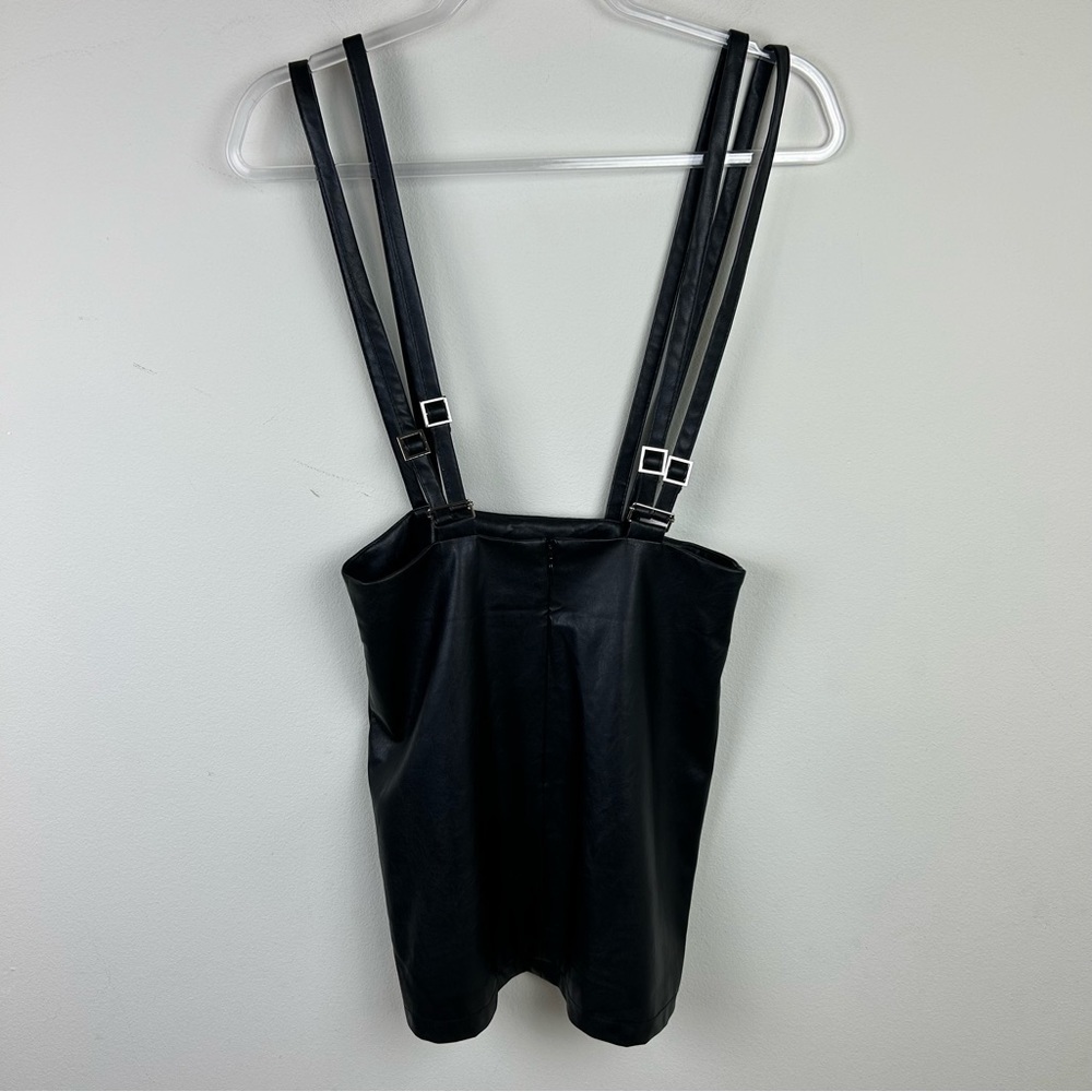 NWT SHEIN X Ji Yeon Lee Double straps slit hem PU leather pinafore skirt size: M - Picture 8 of 11
